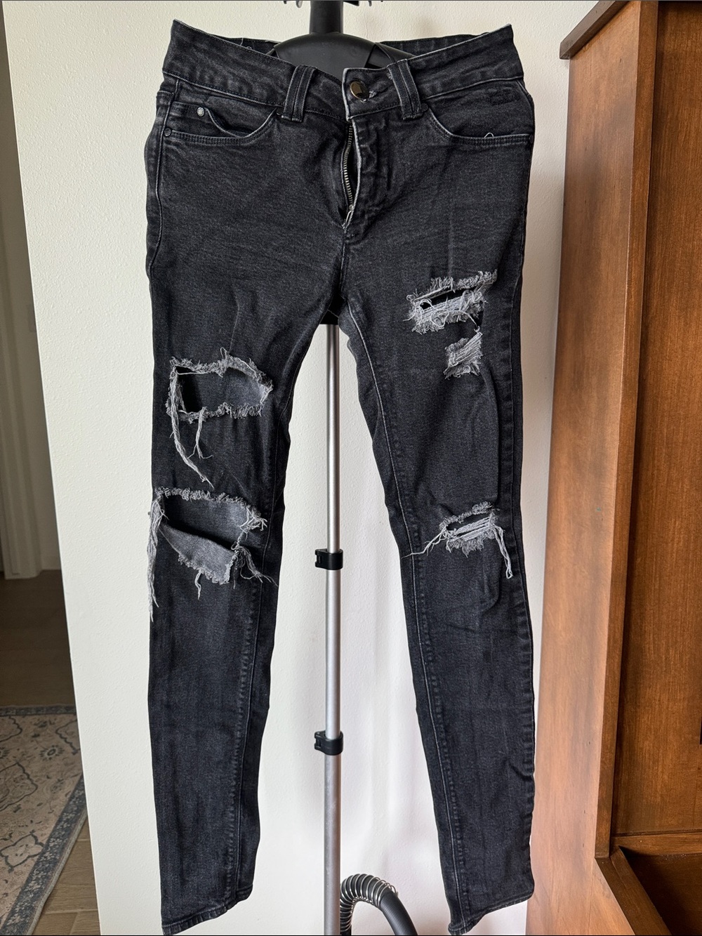silence + noise Black Distressed Skinny Jeans